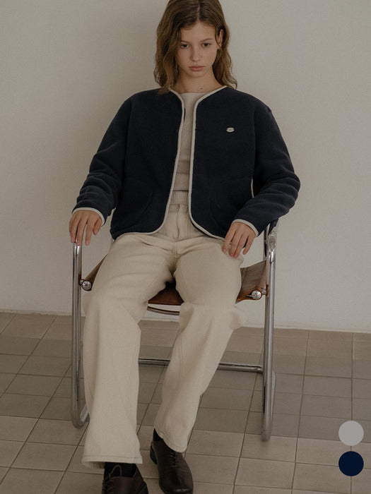 [TILLIDIE] Sofia collarless fleece jacket_2color