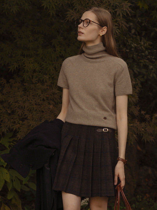 [TILLIDIE] Raccoon half turtle-neck knit_Beige