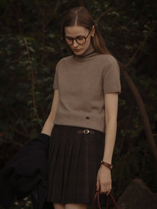 [TILLIDIE] Raccoon half turtle-neck knit_Beige