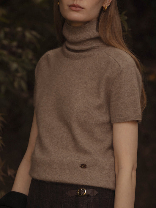 [TILLIDIE] Raccoon half turtle-neck knit_Beige
