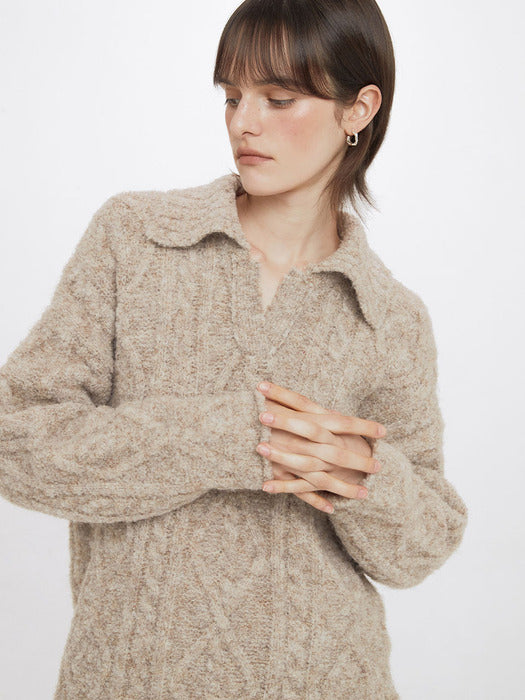 [raive] Overfit Knit in Beige VK3WP173-91