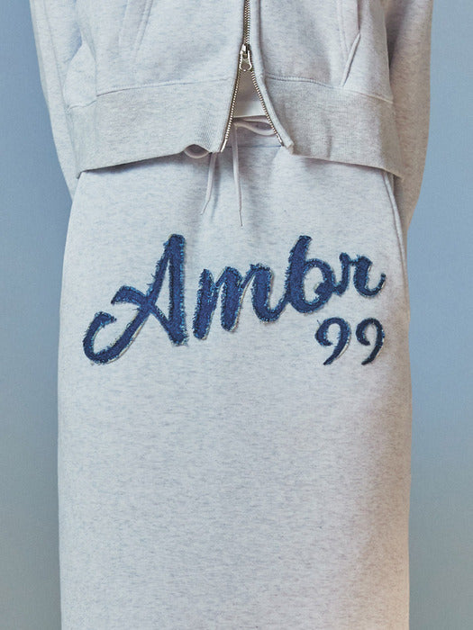 [ambler] Denim Ambler Straight Long Skirt Ask302 (White-Melange)