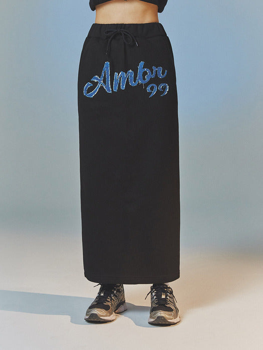 [ambler] Denim AMBLER Straight Long Skirt ASK302 (Black)