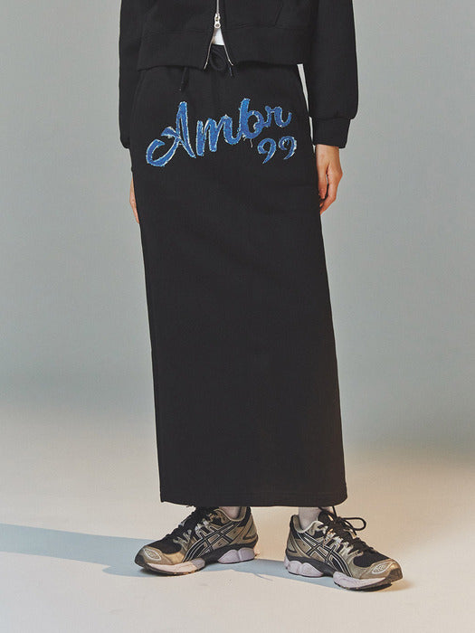 [ambler] Denim AMBLER Straight Long Skirt ASK302 (Black)