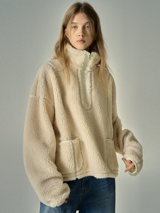 Half-Zip Fleece Jumper_ivory