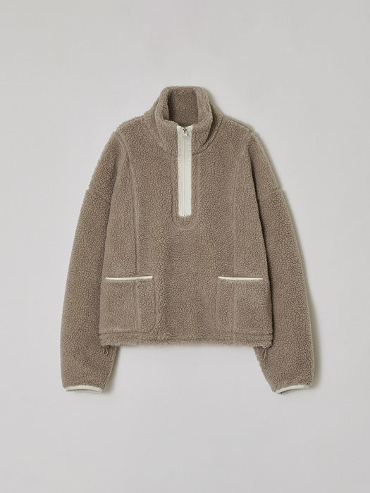 Half-Zip Fleece Jumper_mocha
