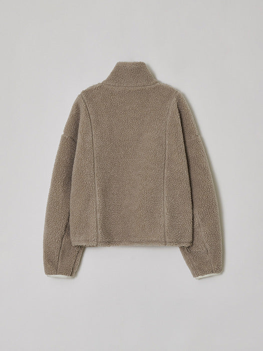 Half-Zip Fleece Jumper_mocha
