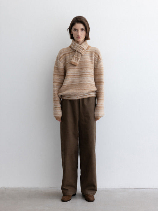 [moia] stripe muffler (beige)