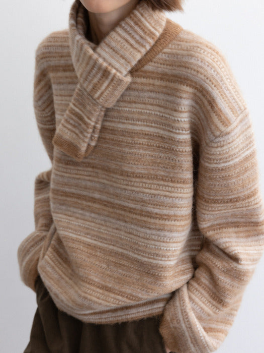[moia] stripe muffler (beige)