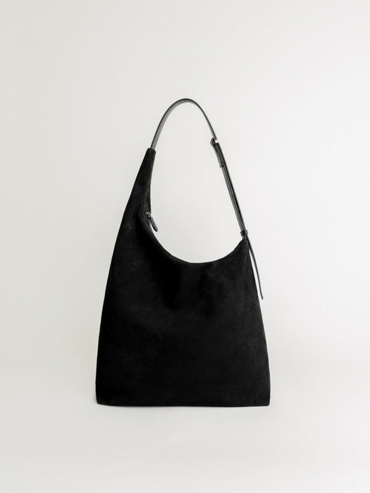 [moia] curved suede bag (black)