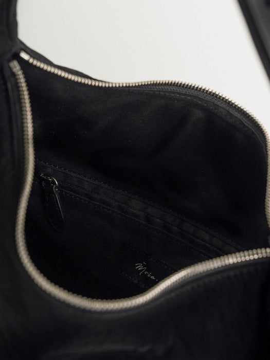 [moia] curved suede bag (black)