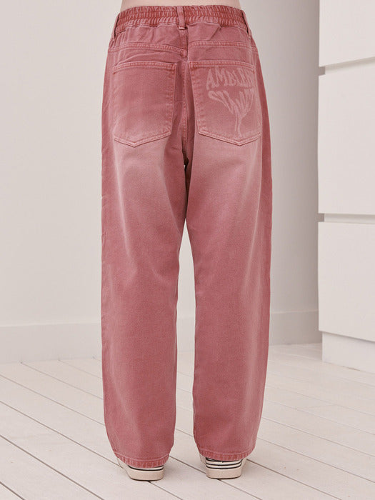 [ambler] Heart Sunset Wide jeans AJN301 (Pink)
