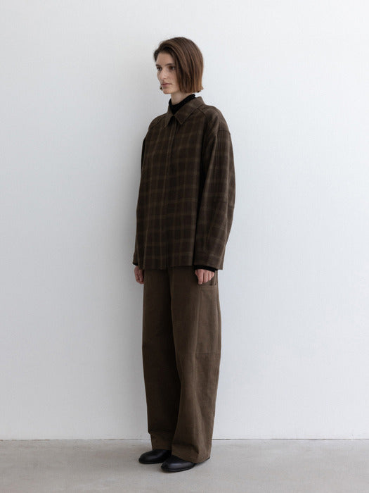 [moia] wool check shirt (khaki)