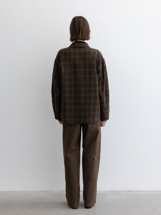 [moia] wool check shirt (khaki)