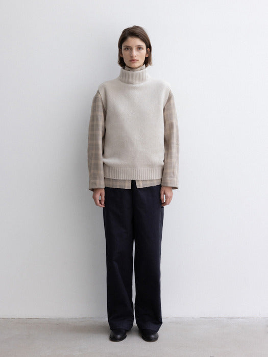 [moia] wool check shirt (beige)