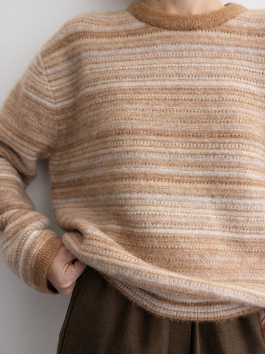 [moia] stripe alpaca sweater (beige)