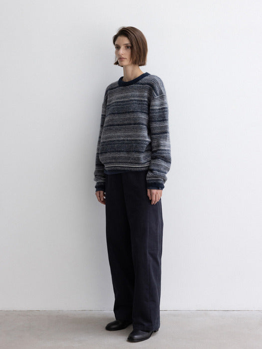 [moia] stripe alpaca sweater (navy)