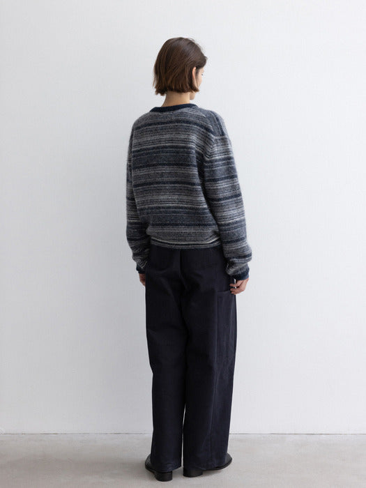 [moia] stripe alpaca sweater (navy)