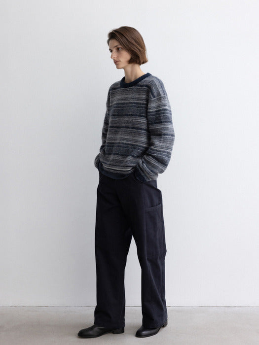 [moia] stripe alpaca sweater (navy)