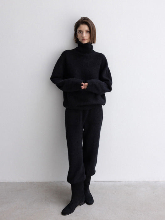 [moia] knit pocket pants (black)