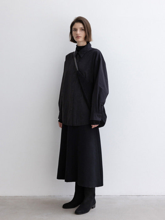 [moia] wool flared skirt (black)