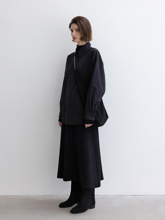 [moia] wool flared skirt (black)