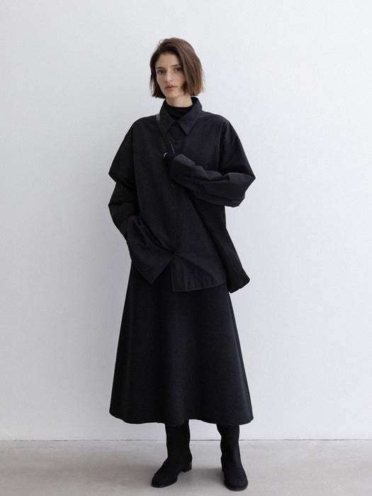 [moia] wool flared skirt (black)