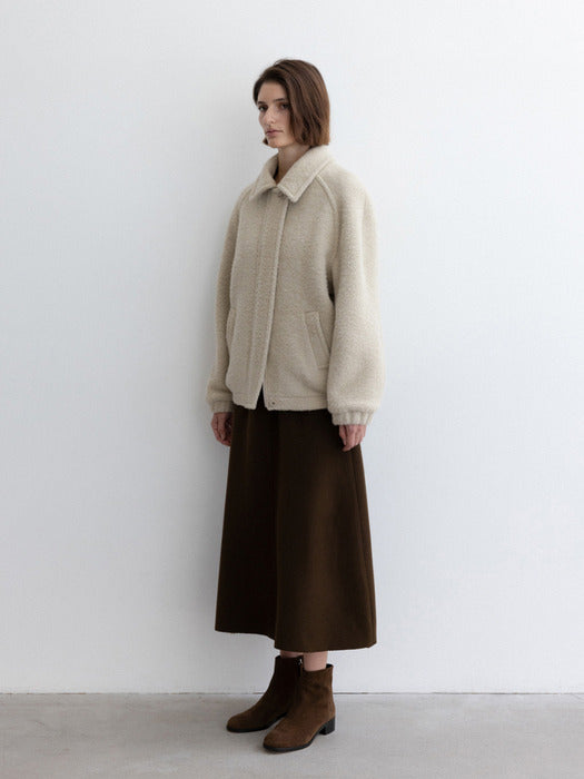 [moia] wool flared skirt (brown)