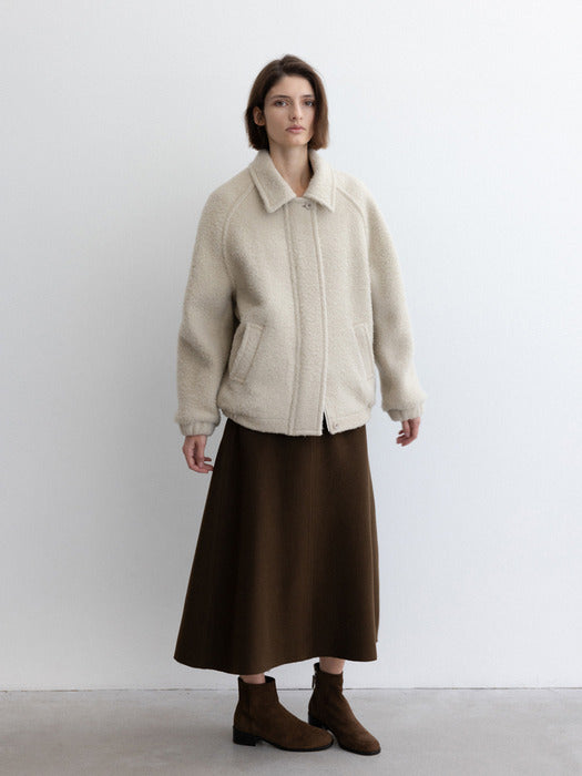 [moia] wool flared skirt (brown)