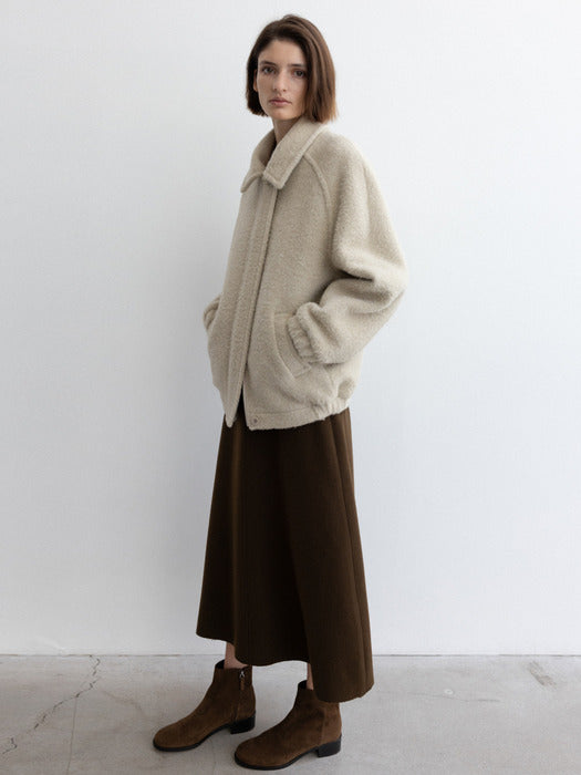 [moia] wool flared skirt (brown)