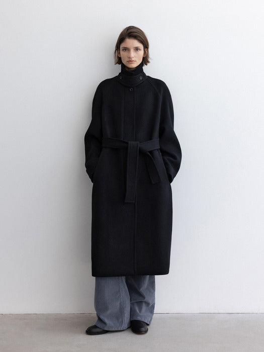[moia] balmacaan coat (black)