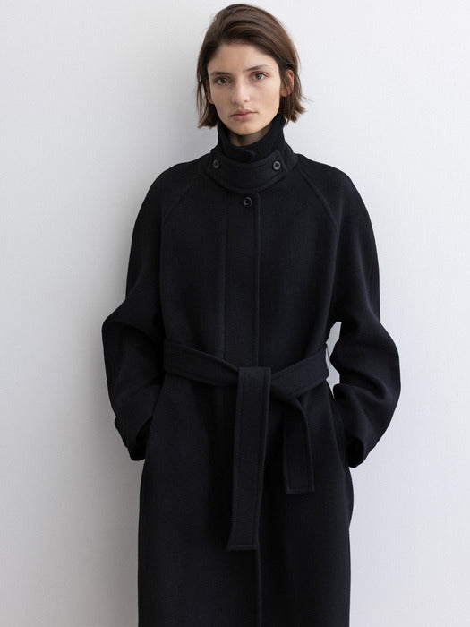 [moia] balmacaan coat (black)