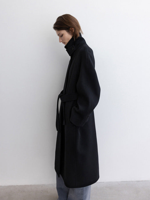 [moia] balmacaan coat (black)