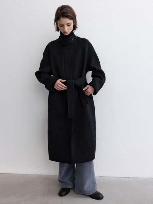 [moia] balmacaan coat (black)