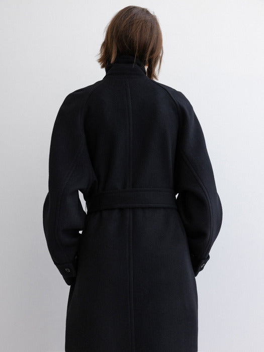 [moia] balmacaan coat (black)