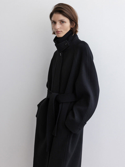 [moia] balmacaan coat (black)