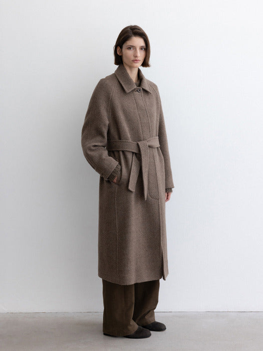 [moia] balmacaan coat (taupe)