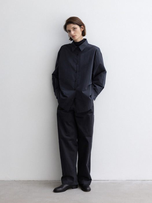 [moia] cotton banding pants (navy)