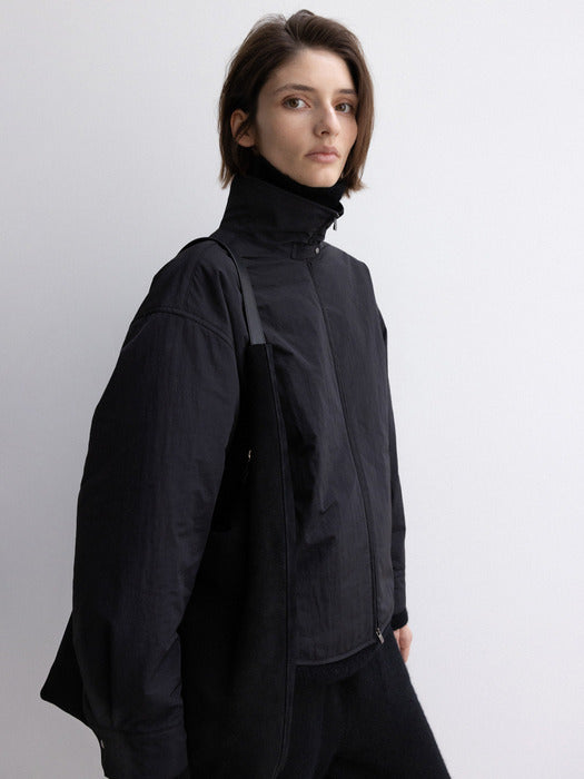 [moia] padded zip-up (black)
