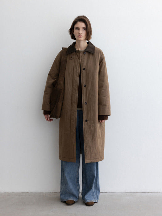 [moia] padded single coat (brown)