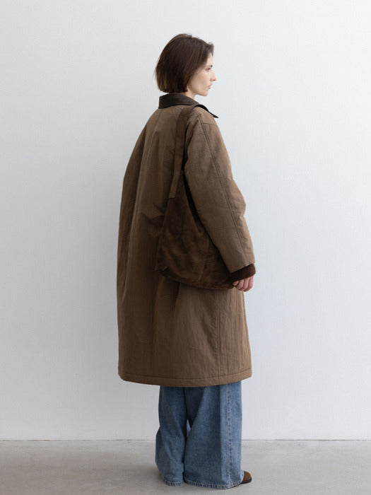 [moia] padded single coat (brown)