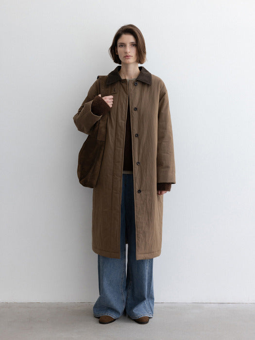 [moia] padded single coat (brown)