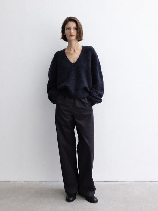 [moia] v-neck mohair knit (navy)
