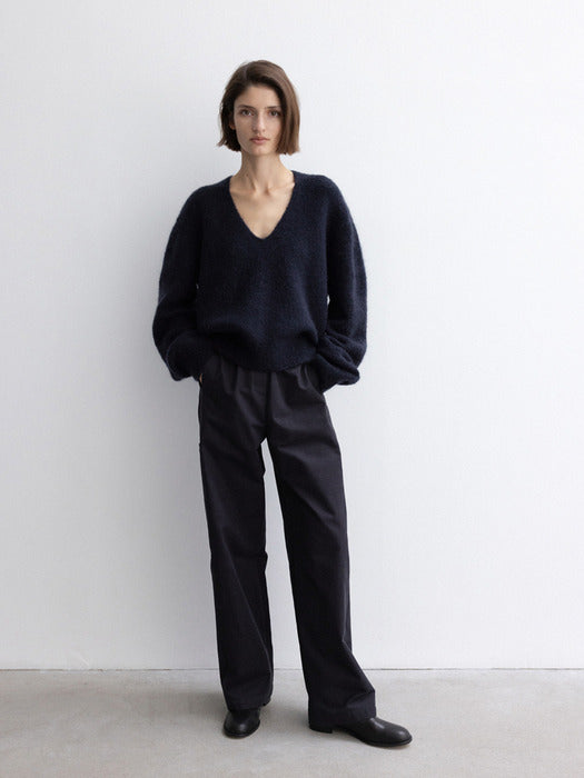 [moia] v-neck mohair knit (navy)