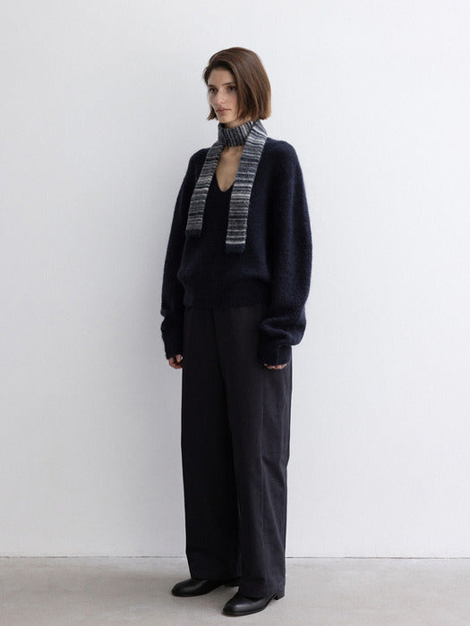 [moia] v-neck mohair knit (navy)