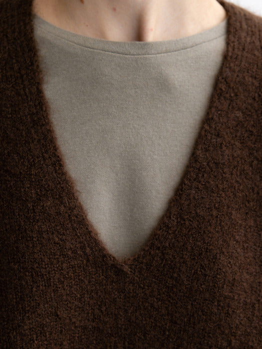 [moia] v-neck mohair knit (brown)