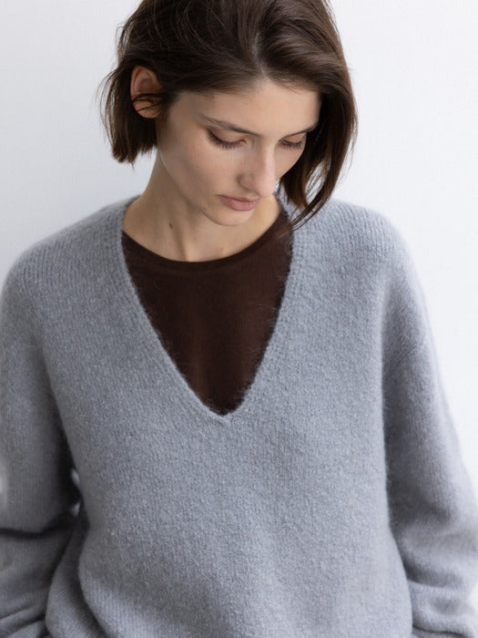 [moia] v-neck mohair knit (baby blue)