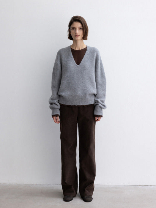 [moia] v-neck mohair knit (baby blue)