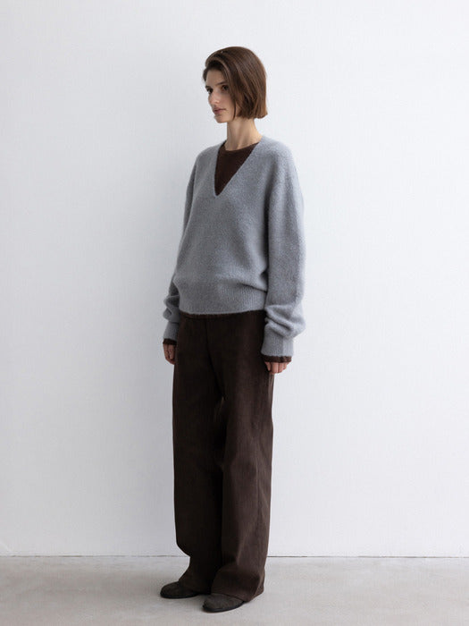 [moia] v-neck mohair knit (baby blue)