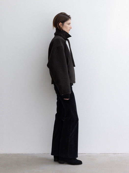 [moia] boots cut corduroy denim (black)